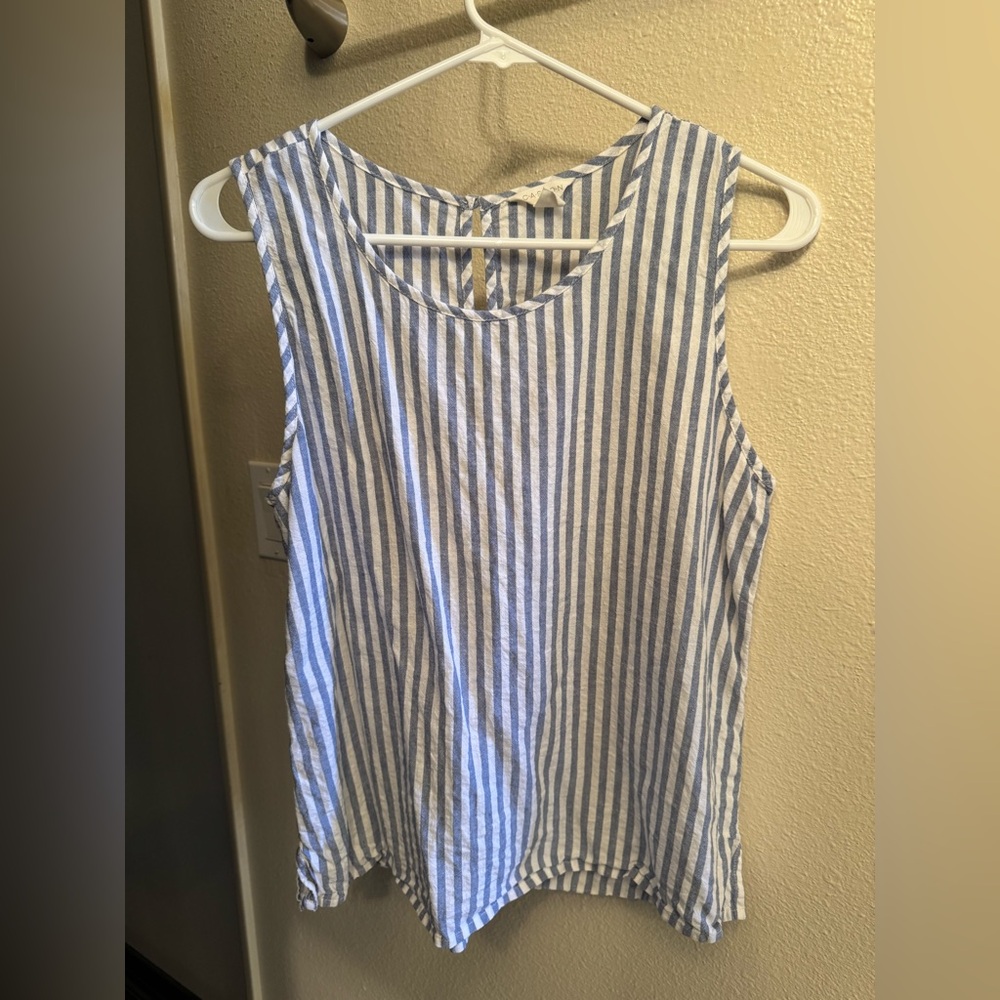 Caslon Blue and White Striped Blouse, Like New
